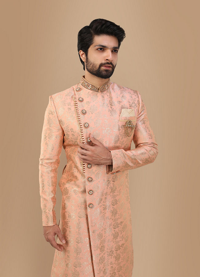 Manyavar on sale pink sherwani